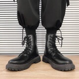 413-1/YS99/P60秋冬新款黑色高筒马丁靴男士百搭韩版机车靴，男鞋马丁靴，星座748（原星座413-1）