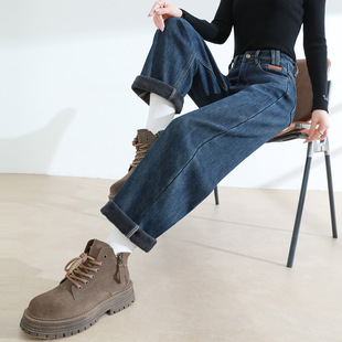 高腰遮胯显瘦百搭萝卜老爹裤 加绒加厚哈伦牛仔裤 女秋冬2025新款
