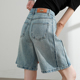 五分牛仔短裤 薄 高腰a字宽松显瘦蓝色直筒5分中裤 女夏季 2025年新款
