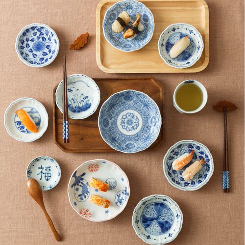 青花陶瓷餐盘釉下彩日本平盘