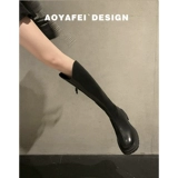 Высокие сапоги, демисезонные ботинки на платформе, коллекция 2023, французский стиль