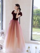 宴会晚礼服裙2025新款 高级感轻奢小众学生毕业主持人大合唱演出服