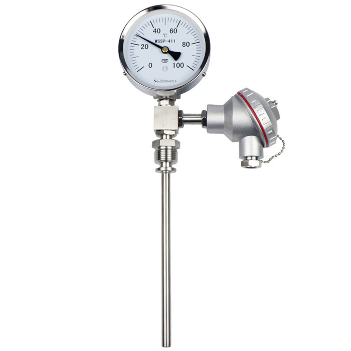 wssp-411 远传双金属温度计1.5级 φ10 插深500mm 0-150度 M27*2