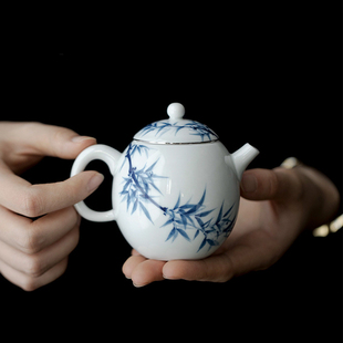 手绘竹子陶瓷茶壶泡茶家用神器年轻人新型泡茶壶单壶一人用小茶具