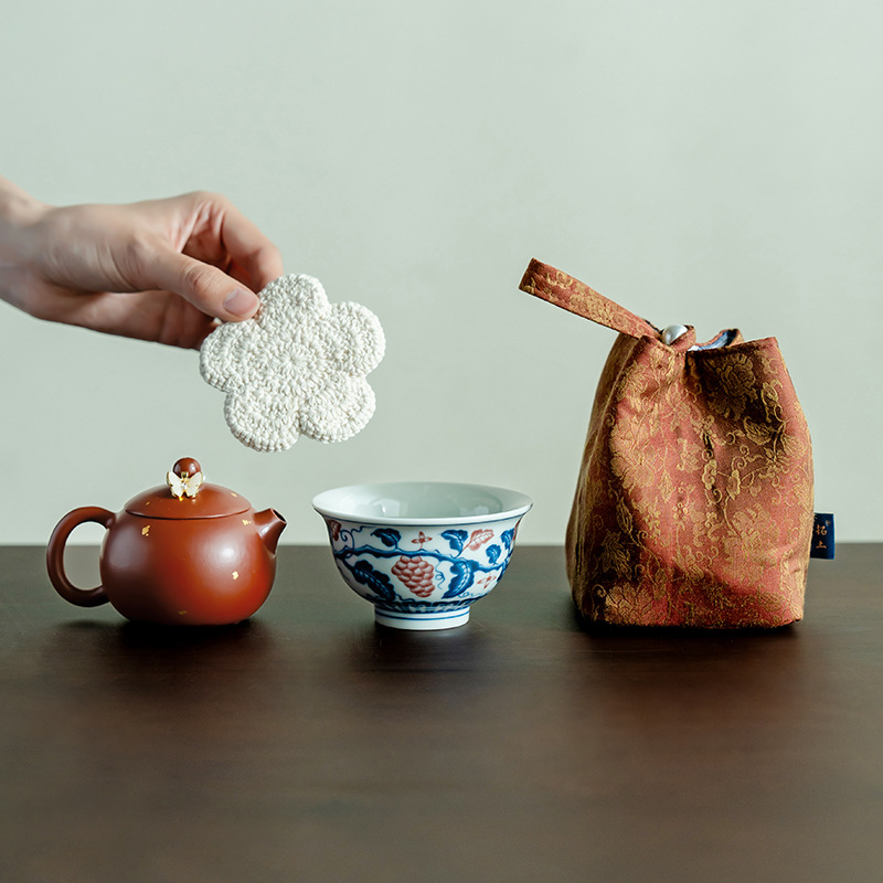 紫砂手工洒金一壶一杯便携旅行茶具一人饮茶壶茶杯收纳包套装