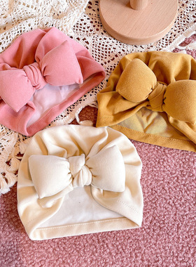 可爱超萌女宝宝新生婴幼儿帽子秋冬外出护耳护囟门胎帽儿童印度帽