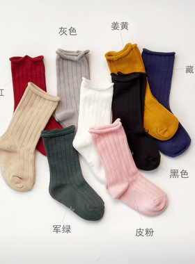 宝宝袜子中筒袜四季款新生儿女纯棉男婴儿松口不勒腿百搭春秋夏季