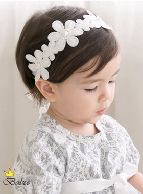 新款婴幼儿韩版发饰小女孩蕾丝可爱宝宝拍照头饰洋气发带发圈超萌
