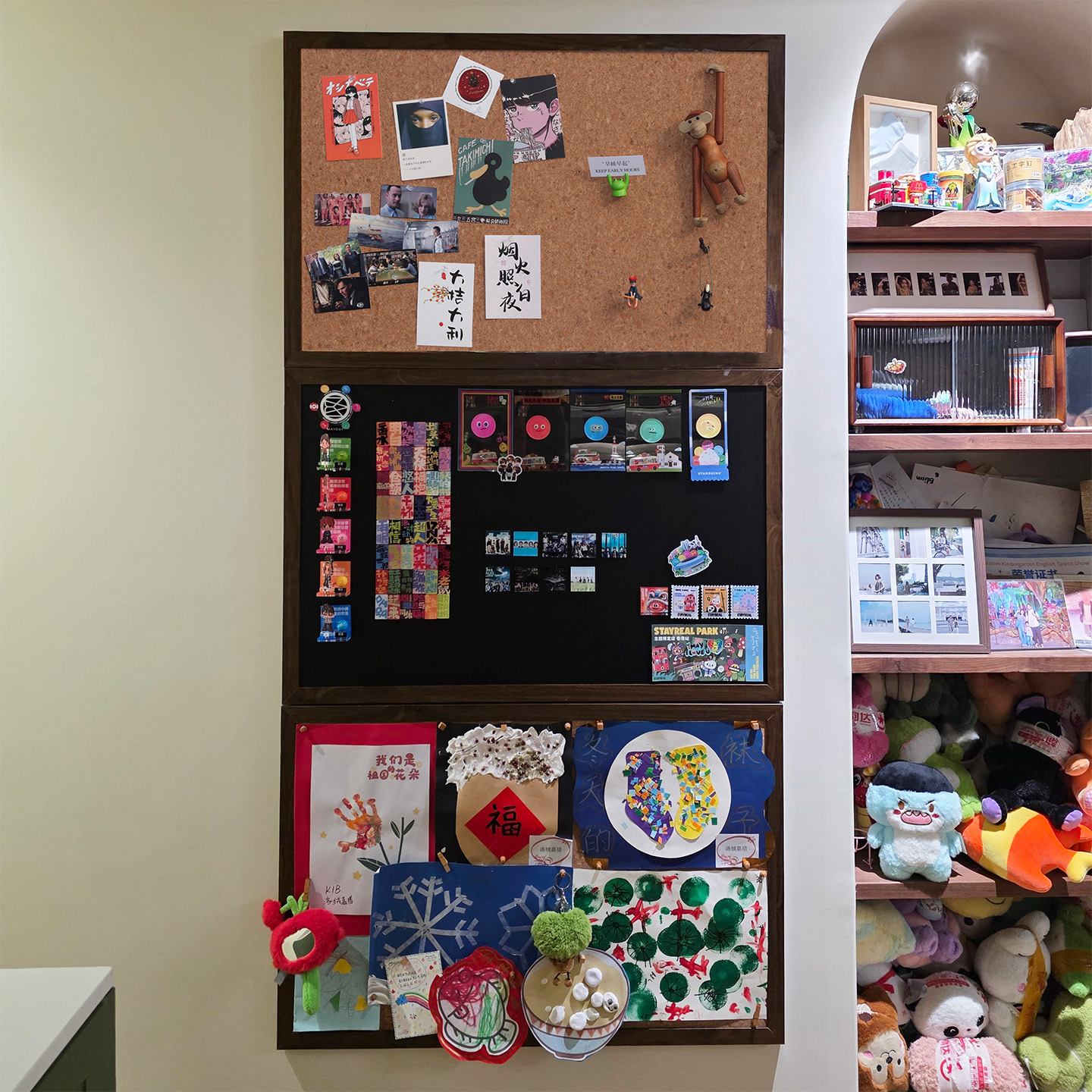 实木框软木板黑板组合