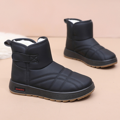 冬季加绒加厚保暖雪地靴厚底防水东北大棉鞋老北京布鞋女防滑短靴
