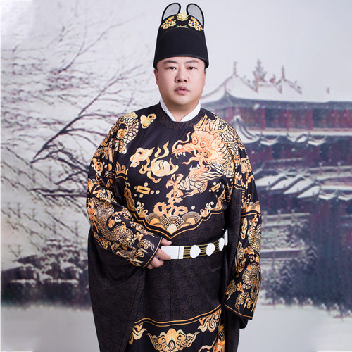 明制圆领袍男士汉服黑色中式婚服