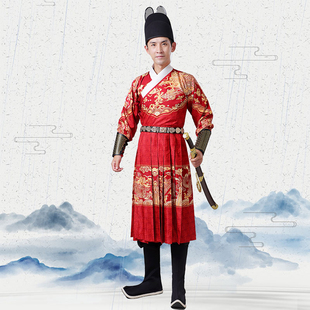 伴郎服 大明风华飞鱼服曳撒麒麟红色中式 新式 汉服男明朝锦衣卫服装