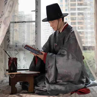 明制大帽明朝汉服首服方顶笠帽可配圆领袍飞鱼服道袍平顶帽子带绳