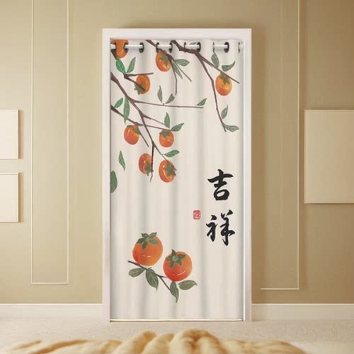 饭店客厅房间夏季布艺门帘定制窗魔术贴粘画遮挡蚊虫冷气挡风新品