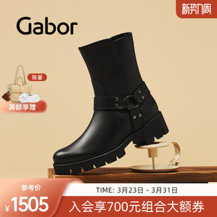 光面粗跟工装 时尚 靴 2025AW新款 Gabor德国嘉步71713靴子