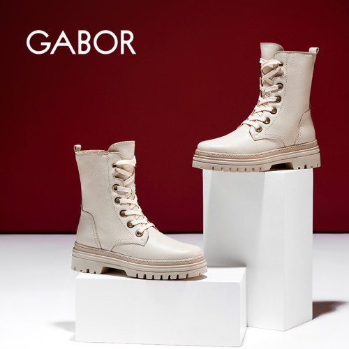 Gabor靴子粗跟侧拉链机车靴