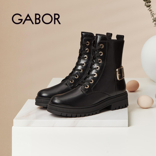 Gabor嘉步工装靴平底粗跟靴子