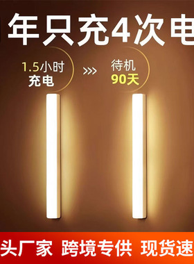 人来即亮充电人体感应灯小夜灯自动感应LED灯免布线灯条跨境爆款