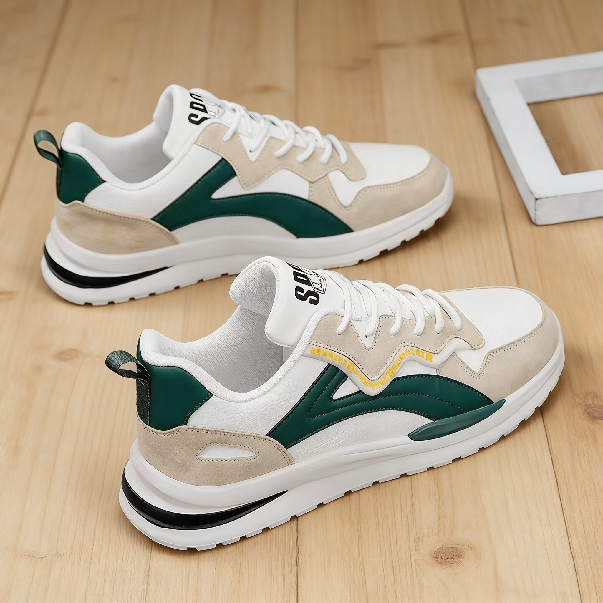 男鞋2025年绿色拼接休闲运动鞋百搭潮流阿甘跑步鞋低帮防滑老爹鞋,流行男鞋,德训鞋,淘宝优惠券,粉丝福利购,淘宝优惠卷