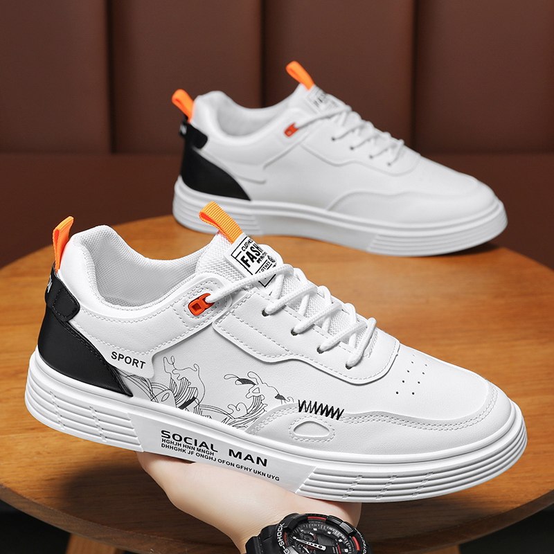 男鞋2026新款休闲风白色运动板鞋学生百搭潮流小白鞋低帮男款单鞋,流行男鞋,德训鞋,淘宝优惠券,粉丝福利购,淘宝优惠卷
