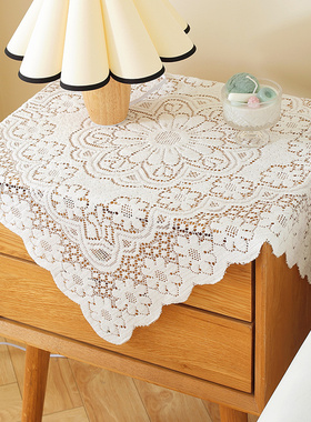 冰箱防尘盖布茶几桌布白色电视机遮尘蕾丝布洗衣机套罩床头柜盖布