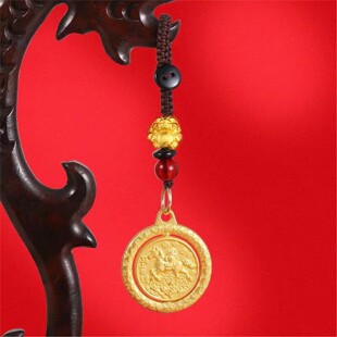 马上有钱圆形转转招财进宝钥匙扣挂件包包车钥匙男女士汽车高级感