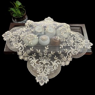 新款茶盘茶具防尘盖布小方巾欧式蕾丝电饭煲小家电杯子装饰遮盖布