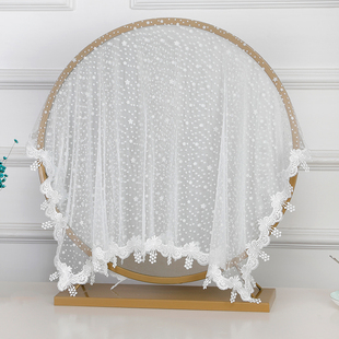 梳妆台镜子盖布镜面防尘罩套神器圆形化妆镜遮挡帘纱蕾丝盖巾装饰