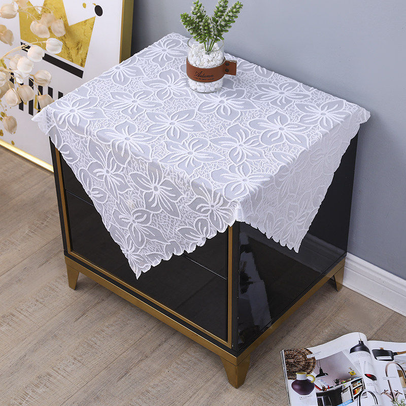 简约镂空床头柜盖布加厚布艺微波炉防尘罩餐桌布洗衣机盖巾冰箱罩