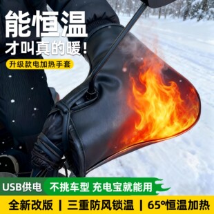 德士马冬季 电动车手套摩托车电加热手把套防水挡风护手罩防寒保暖