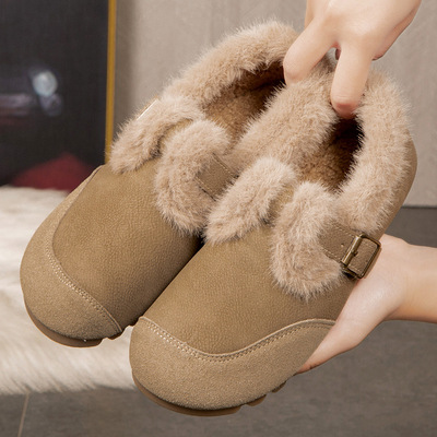 2024冬季新款勃肯鞋加绒保暖棉鞋女豆豆鞋懒人一脚蹬毛毛鞋