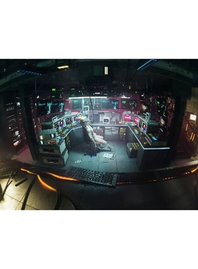 UE5未来科幻室内控制室KitBash3D CyberPunk Interiors带blender