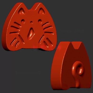 小猫饼干双面猫咪三维立体图圆雕图stl文件雕刻机3d模型391