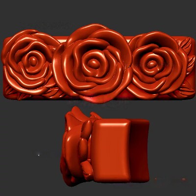 玫瑰花手牌三维立体图圆雕图雕刻图纸stl文件雕刻机3d模型3656