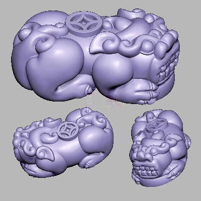 貔貅 配饰机雕圆雕图雕刻机图纸stl文件三维立体图3d素材模型2238