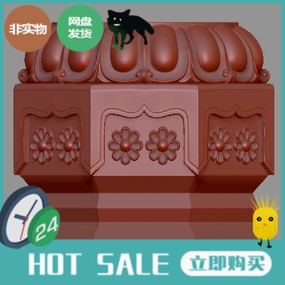 莲花瓣柱墩石精品雕塑圆雕图精雕图三维立体图3D模型 八角花敦525