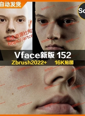 XYZ/Vface新版ZBrush写实高清扫描模型头16K皮肤贴图Yuliana152