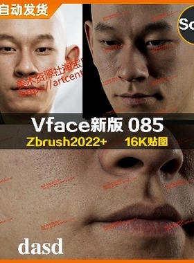 XYZ/Vface新版ZBrush写实高清扫描模型头16K皮肤贴图Chin-hwa085