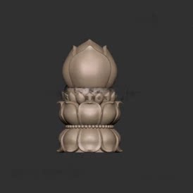 莲花柱子柱头栏杆柱台3d打印模型stl三维立体雕刻图obj文件圆雕图