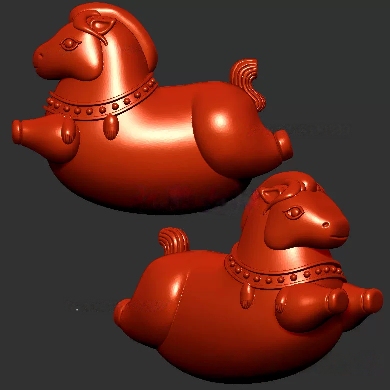飞马摇摇马生肖马小马三维立体图圆雕图stl文件雕刻机3d模型122