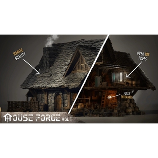 UE5.2木屋茅草屋建筑House Forge: Modular House Building Kit