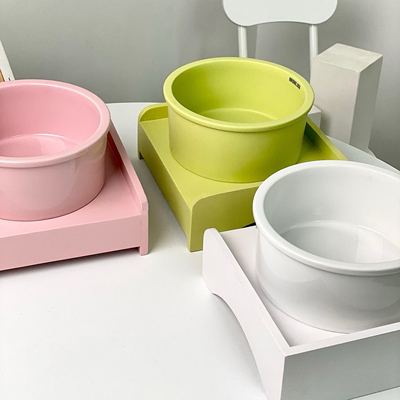 韩国BD宠物碗陶瓷大直径直筒防打翻猫狗碗护颈木架猫咪喝水食盆