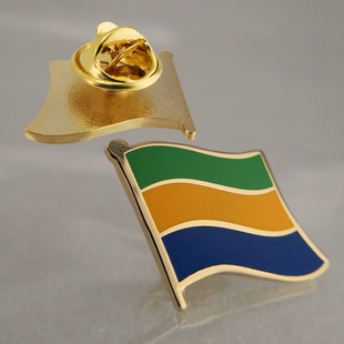 珐琅工艺加蓬国旗徽章胸章高档配饰