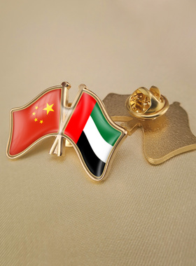 中国和阿拉伯联合酋长国双旗帜交叉旗帜友谊旗帜徽章胸章高档配饰