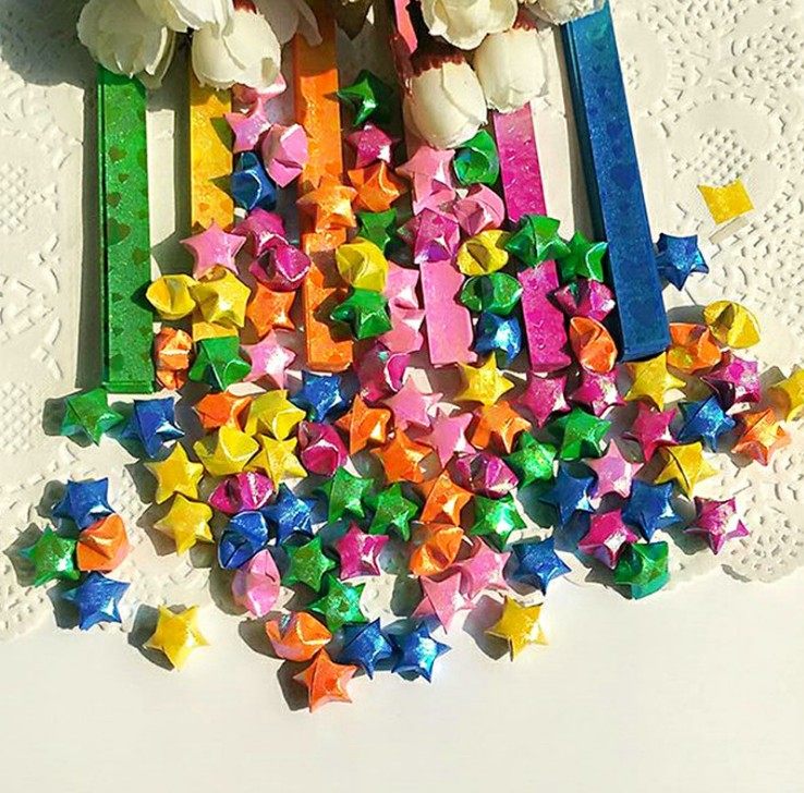 许愿纸折纸夜光吸管幸运星DIY