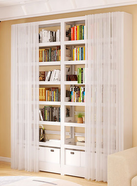 轩彩书架防尘帘子图书馆书架专用门帘简约现代落地白色可拆卸纱帘