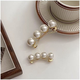 韩国新款珍珠发夹刘海夹子小号一字弹簧夹半扎发边夹头饰发卡女