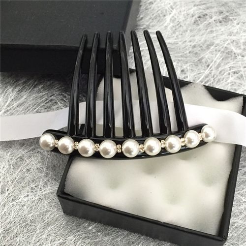 珍珠水钻发梳树脂盘发发卡日韩