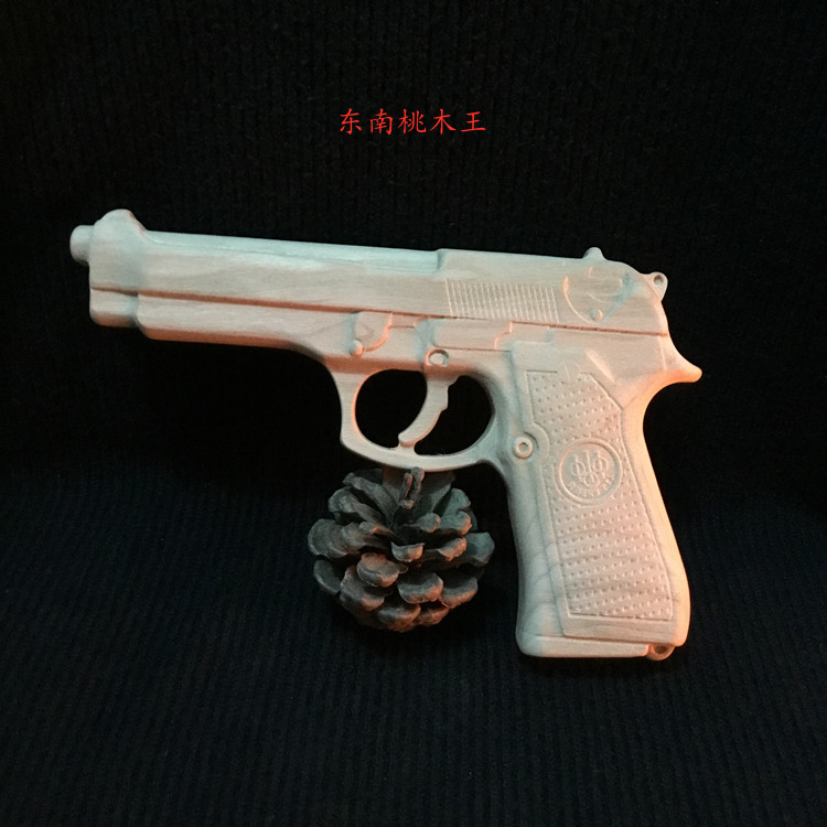 桃木手枪原木手工雕刻儿时怀旧复古儿童成人玩具黑色仿真模型木枪