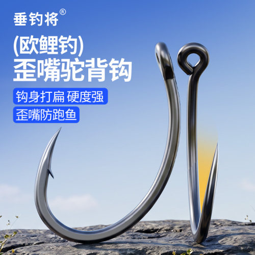 铁氟龙歪嘴欧鲤钩倒刺钓钩10个